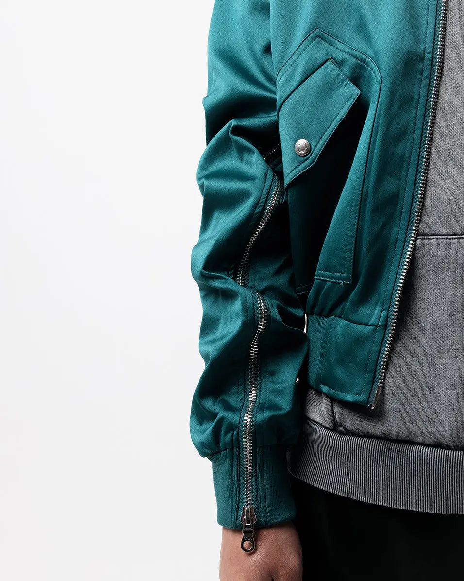 SIGNATURE SATIN PINE BOMBER JACKET