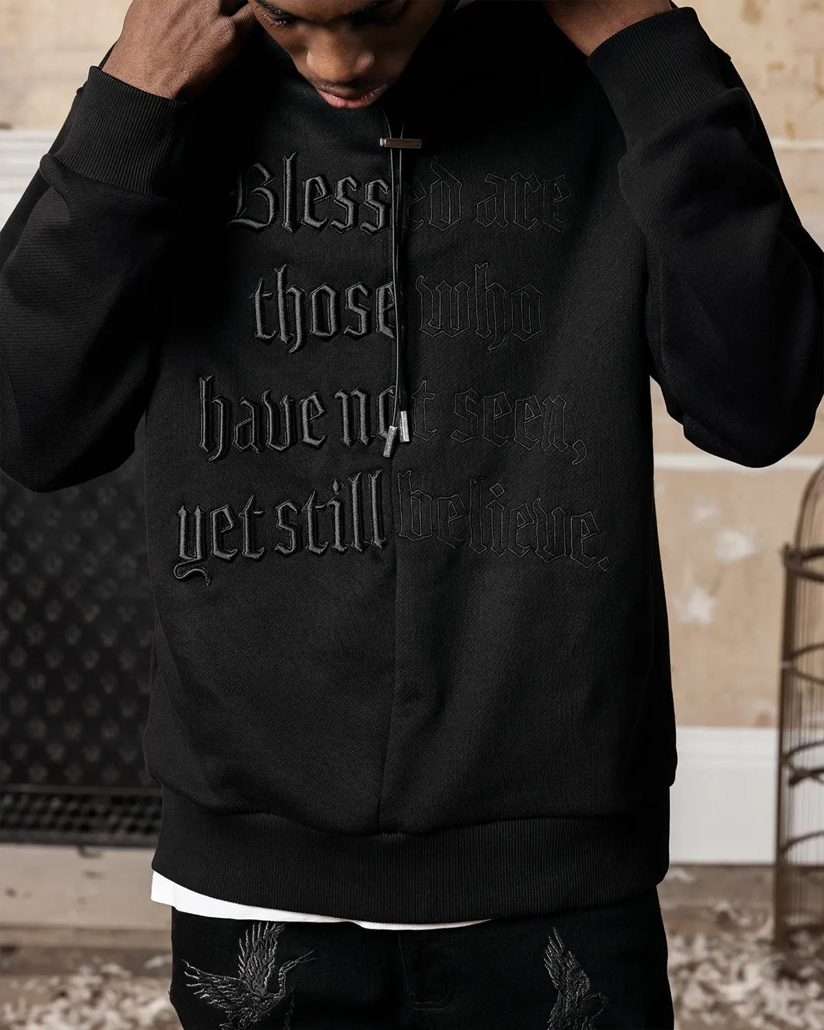 Black Split Statement Hoodie